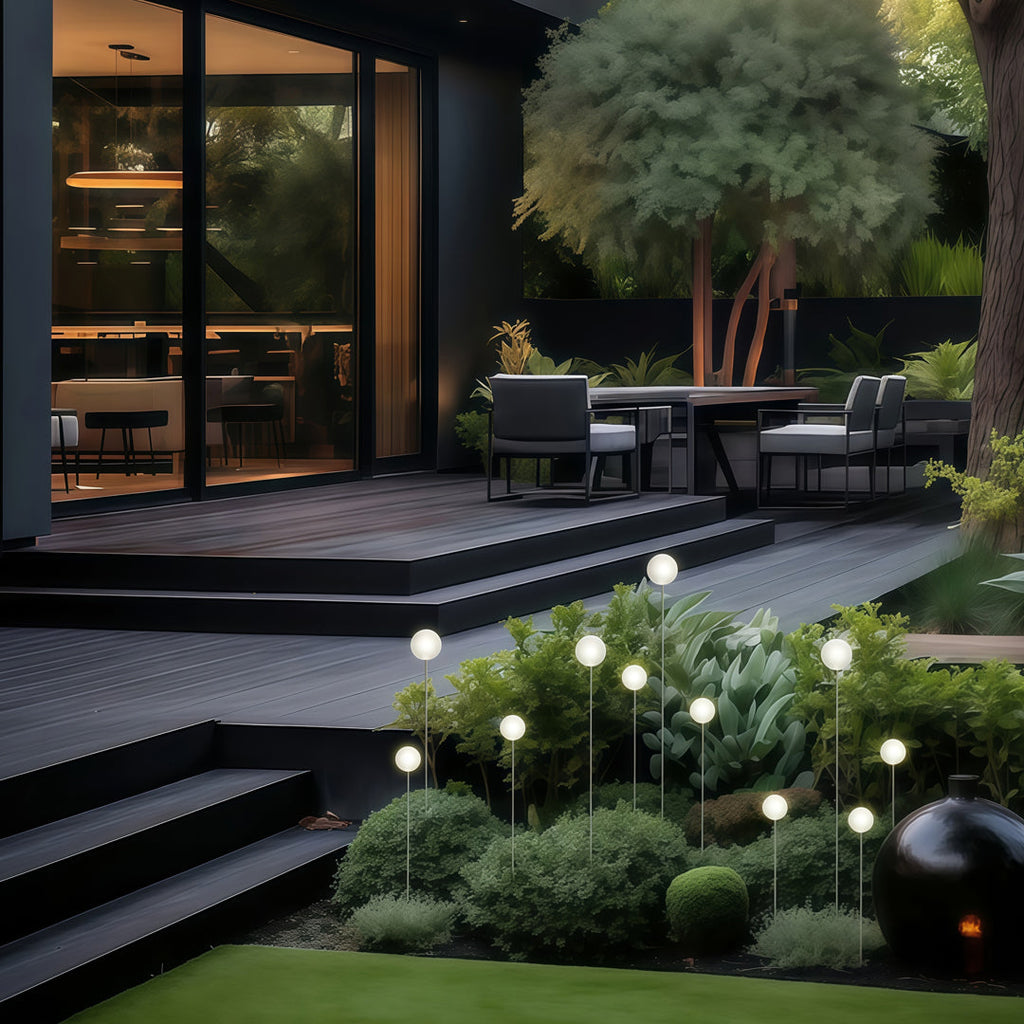 Elegant White LED Round Ball Outdoor Pathway Lighting Fixture
