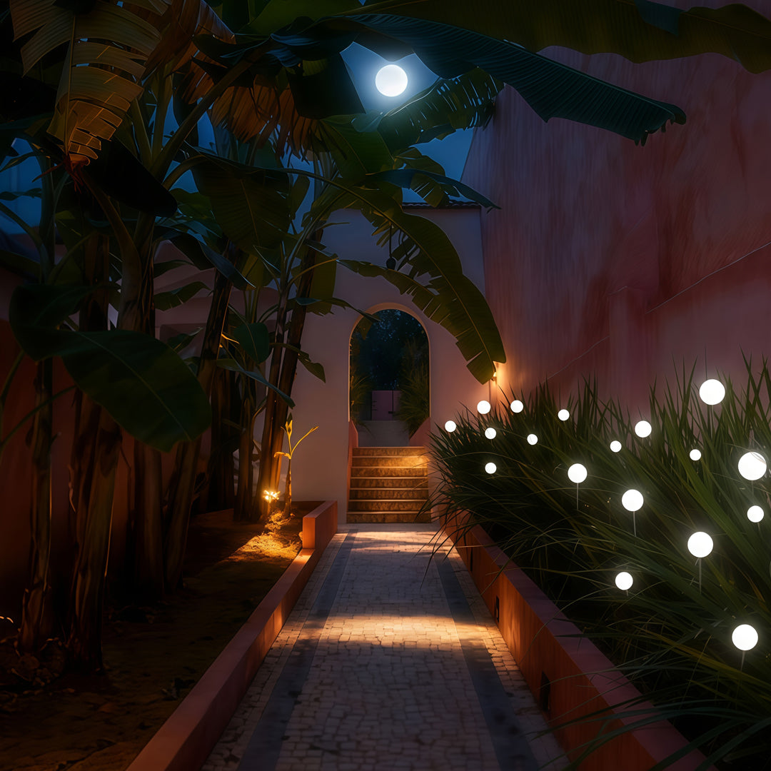 Elegant White LED Round Ball Outdoor Pathway Lighting Fixture