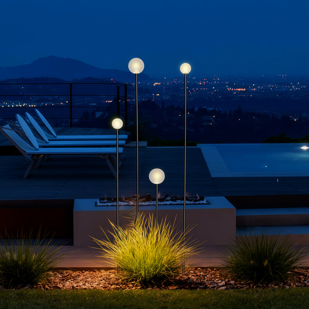 Elegant White LED Round Ball Outdoor Pathway Lighting Fixture