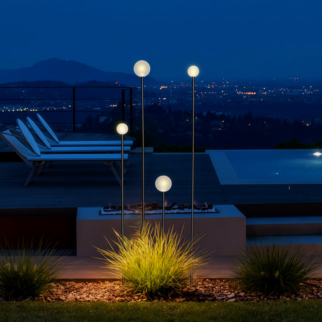 Elegant White LED Round Ball Outdoor Pathway Lighting Fixture