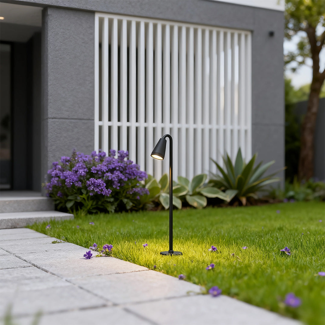 Contemporary Black Waterproof LED Landscape Path Lights for Outdoor Gardens