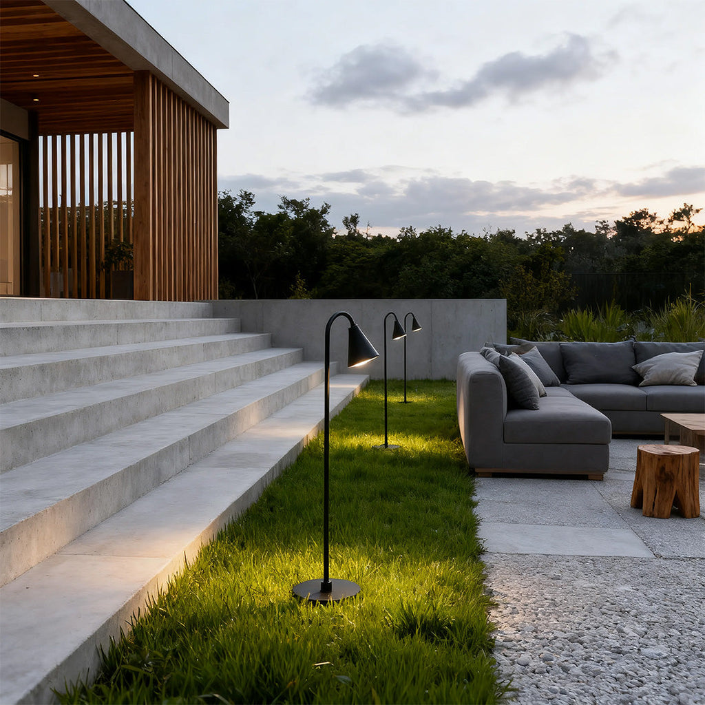 Contemporary Black Waterproof LED Landscape Path Lights for Outdoor Gardens