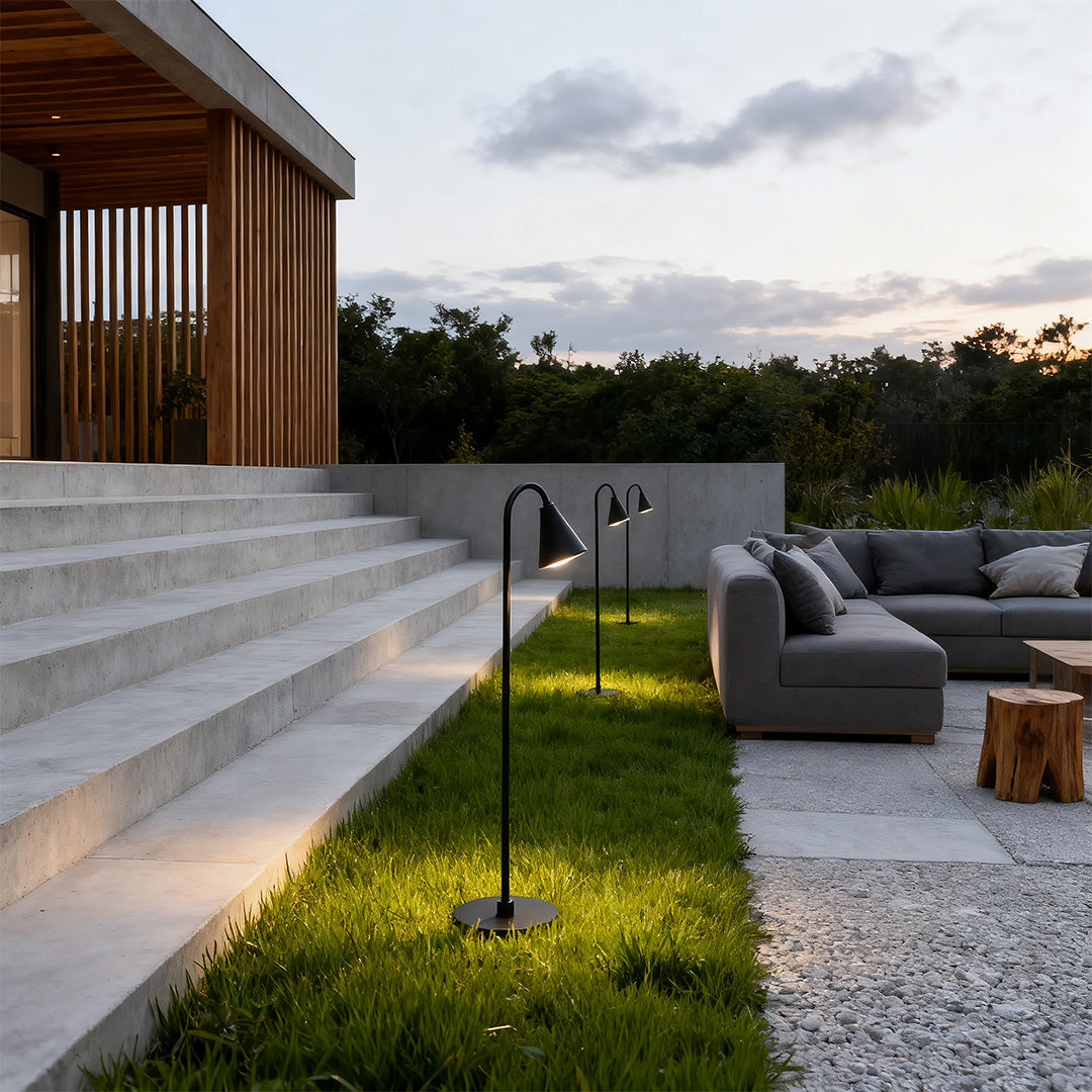 Contemporary Black Waterproof LED Landscape Path Lights for Outdoor Gardens