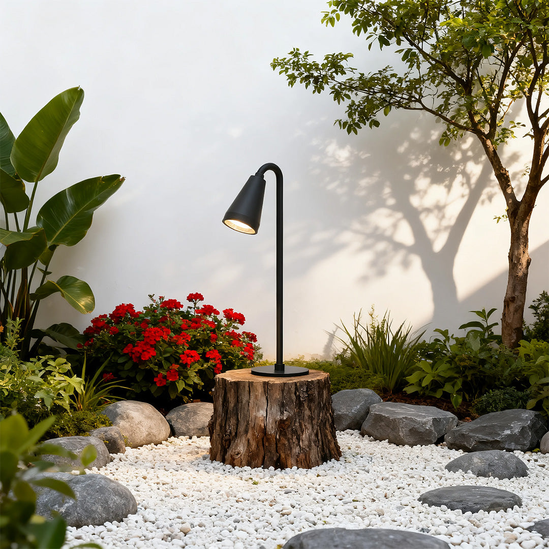 Contemporary Black Waterproof LED Landscape Path Lights for Outdoor Gardens