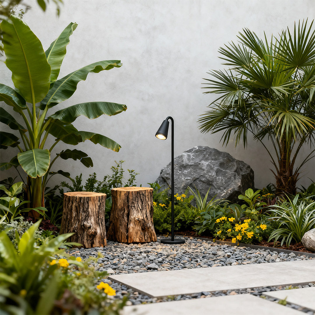 Contemporary Black Waterproof LED Landscape Path Lights for Outdoor Gardens