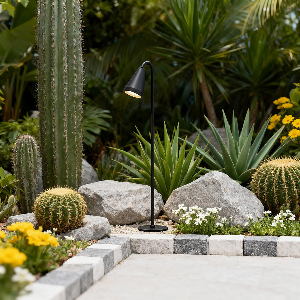 Contemporary Black Waterproof LED Landscape Path Lights for Outdoor Gardens