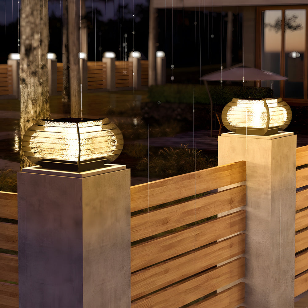 Modern Black Grille Lantern Pillar Lights for Outdoor Landscape Use
