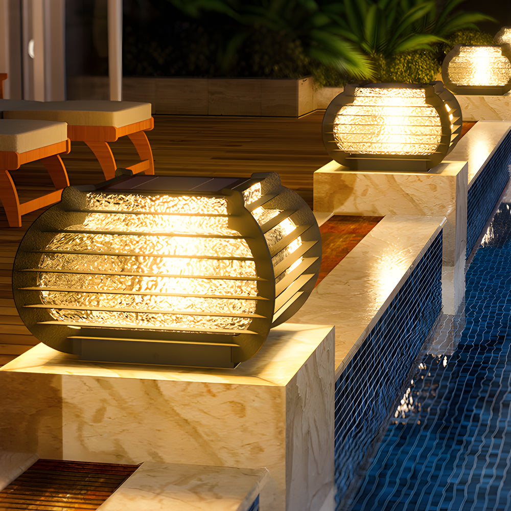 Modern Black Grille Lantern Pillar Lights for Outdoor Landscape Use