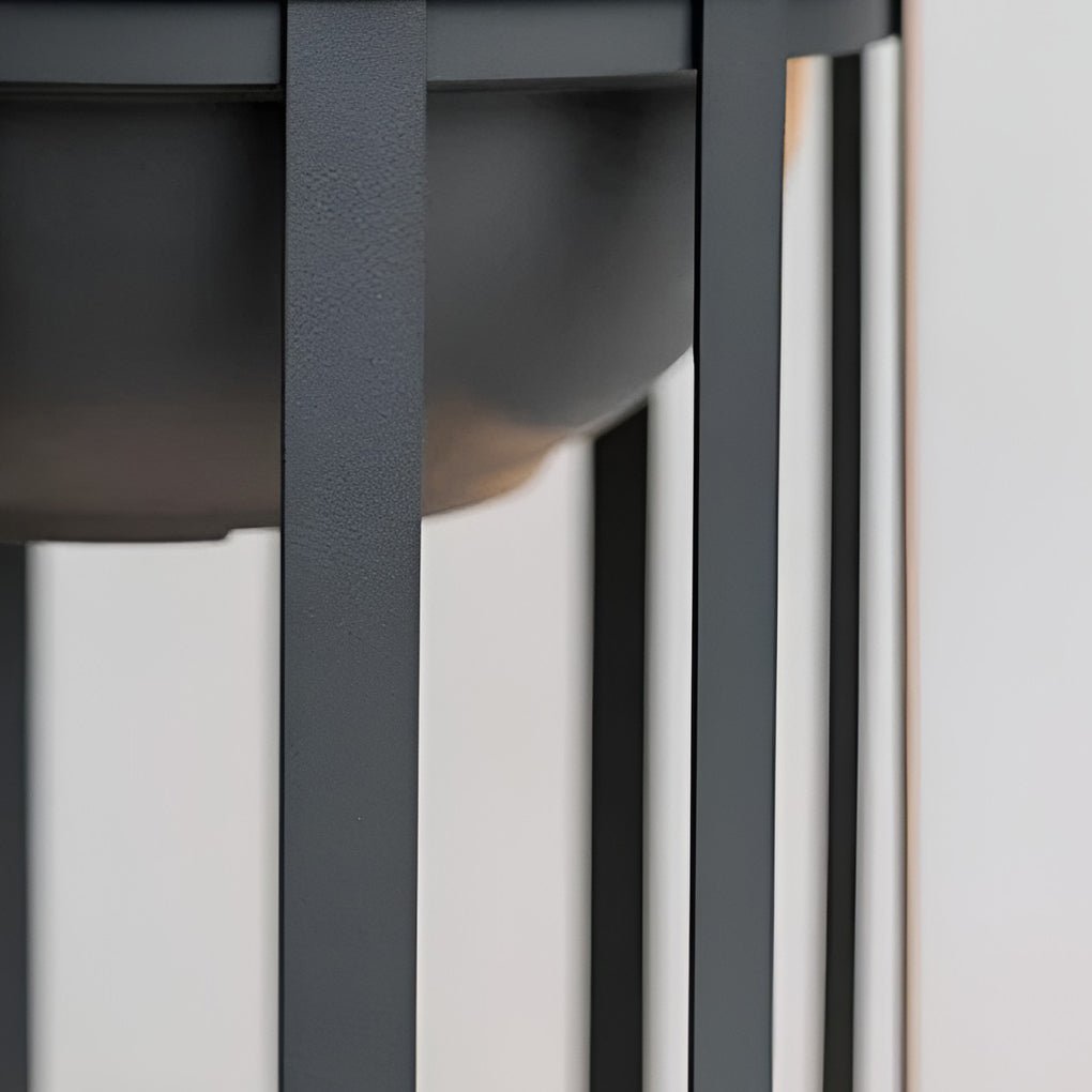 Sleek Black Metal Solar LED Outdoor Lantern with Tray for Garden Deck