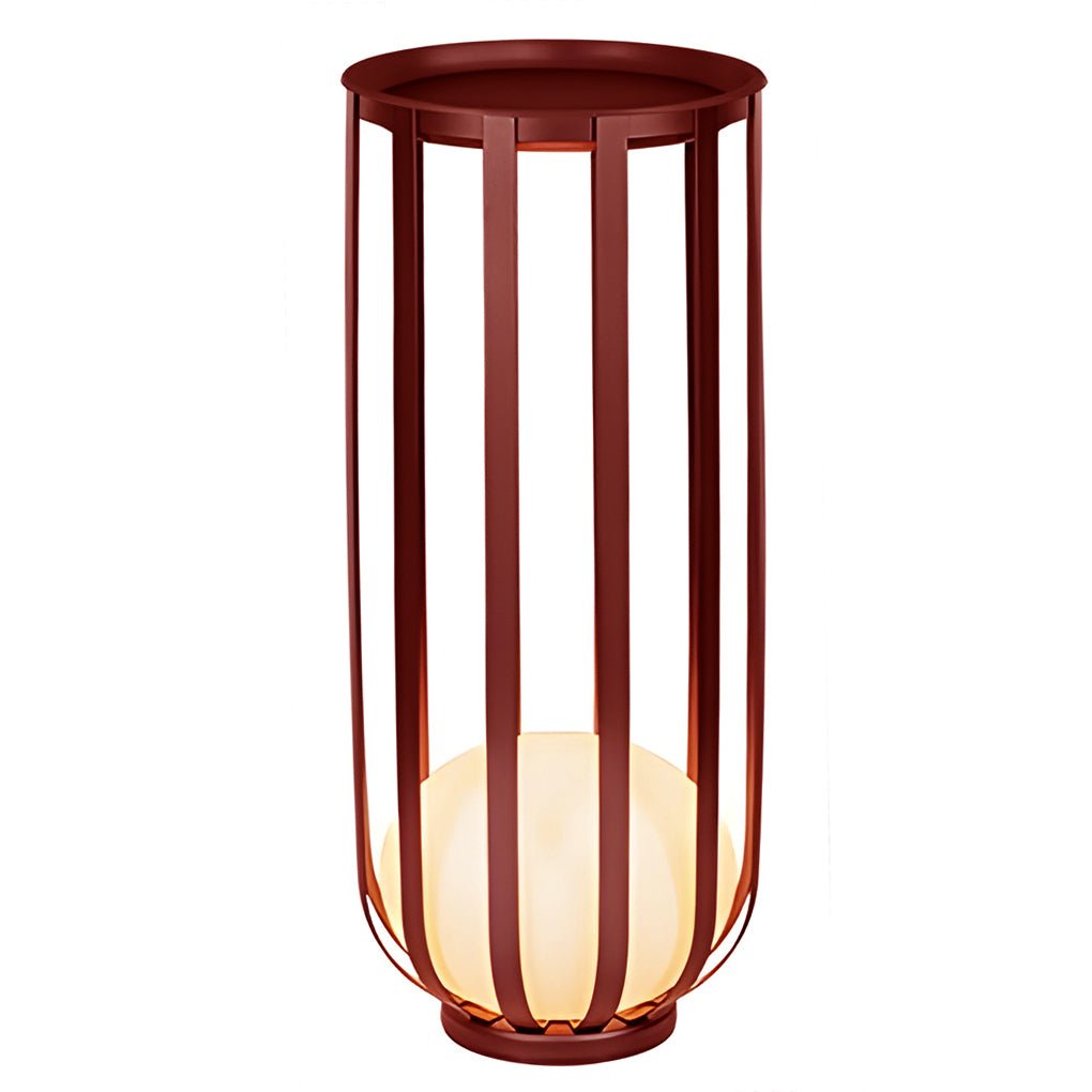 Sleek Black Metal Solar LED Outdoor Lantern with Tray for Garden Deck