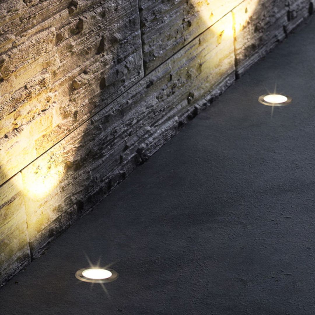 Sleek Minimalist White LED In-Ground Lights for Outdoor Garden Pathways
