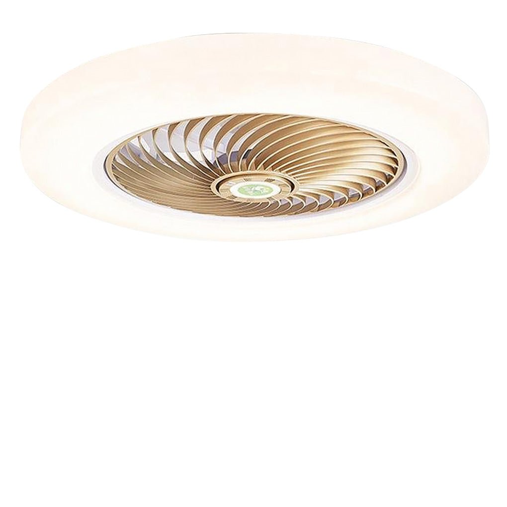 Sleek White Bladeless Flush Mount Ceiling Fan with LED Light & Remote