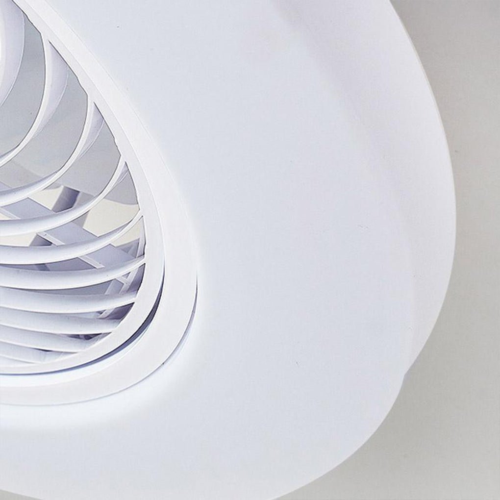 Sleek White Bladeless Flush Mount Ceiling Fan with LED Light & Remote