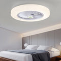 Sleek White Bladeless Flush Mount Ceiling Fan with LED Light & Remote