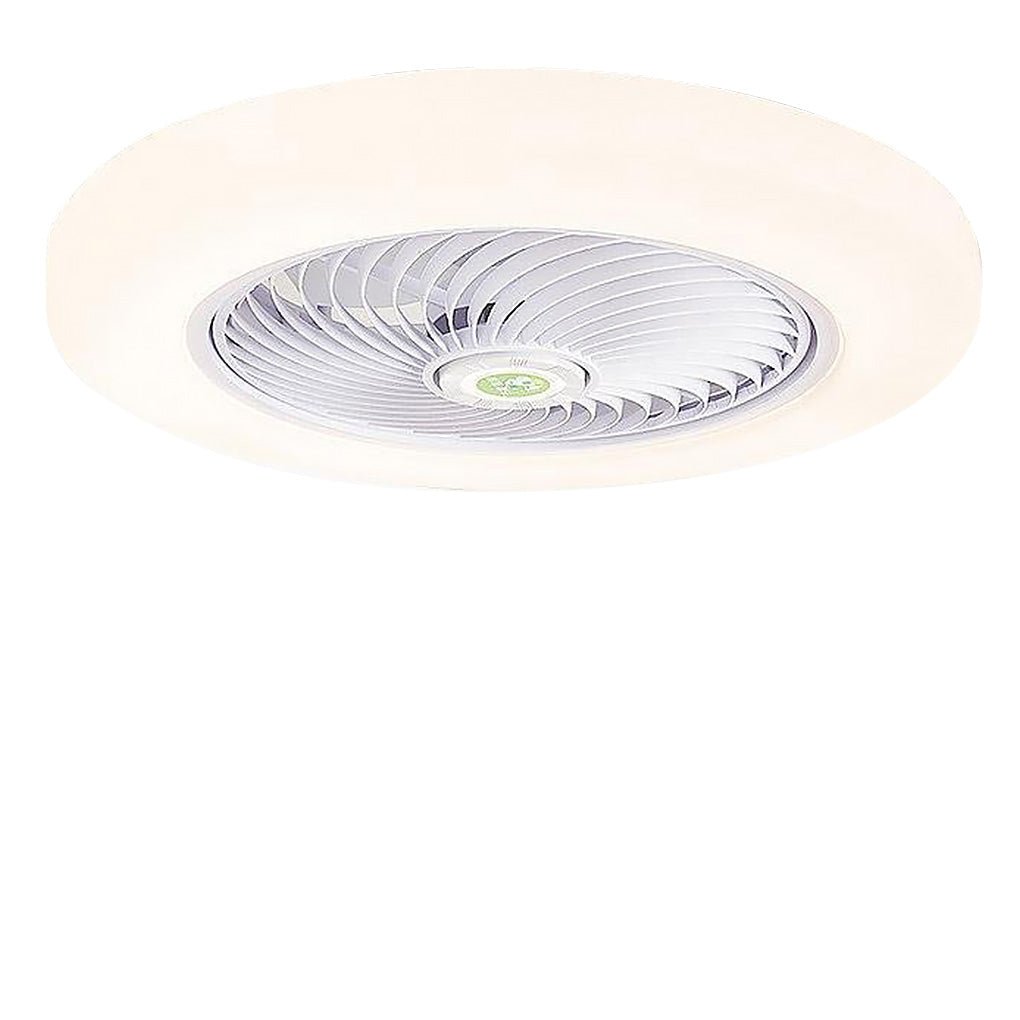 Sleek White Bladeless Flush Mount Ceiling Fan with LED Light & Remote