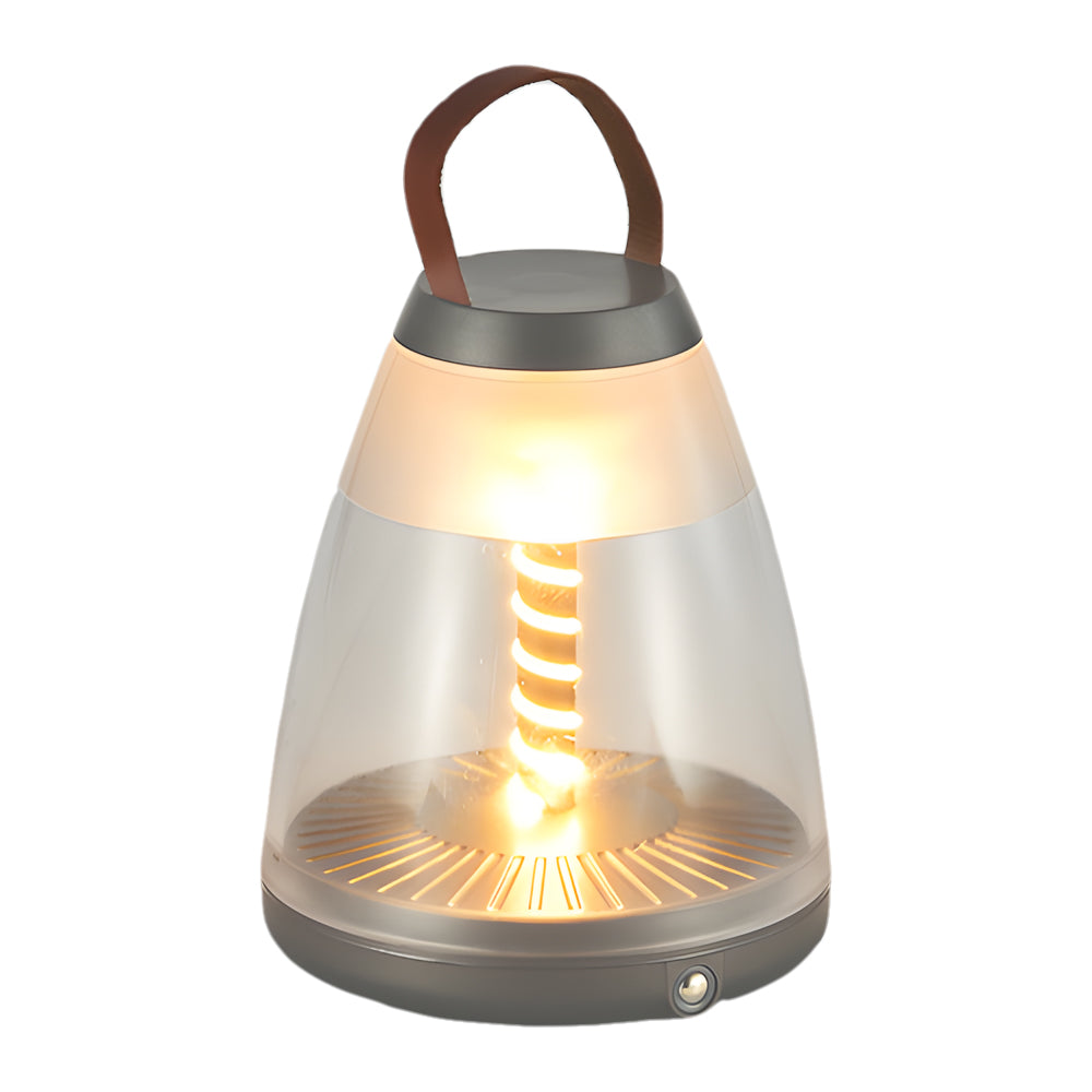 Modern White Spiral LED Table Lamp - Battery-Powered for Outdoor Use