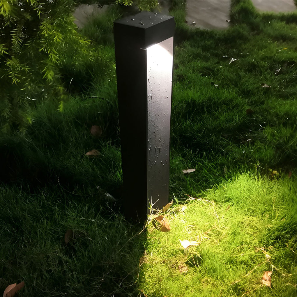 Modern Black LED Lawn Bollard Light for Outdoor Garden Illumination