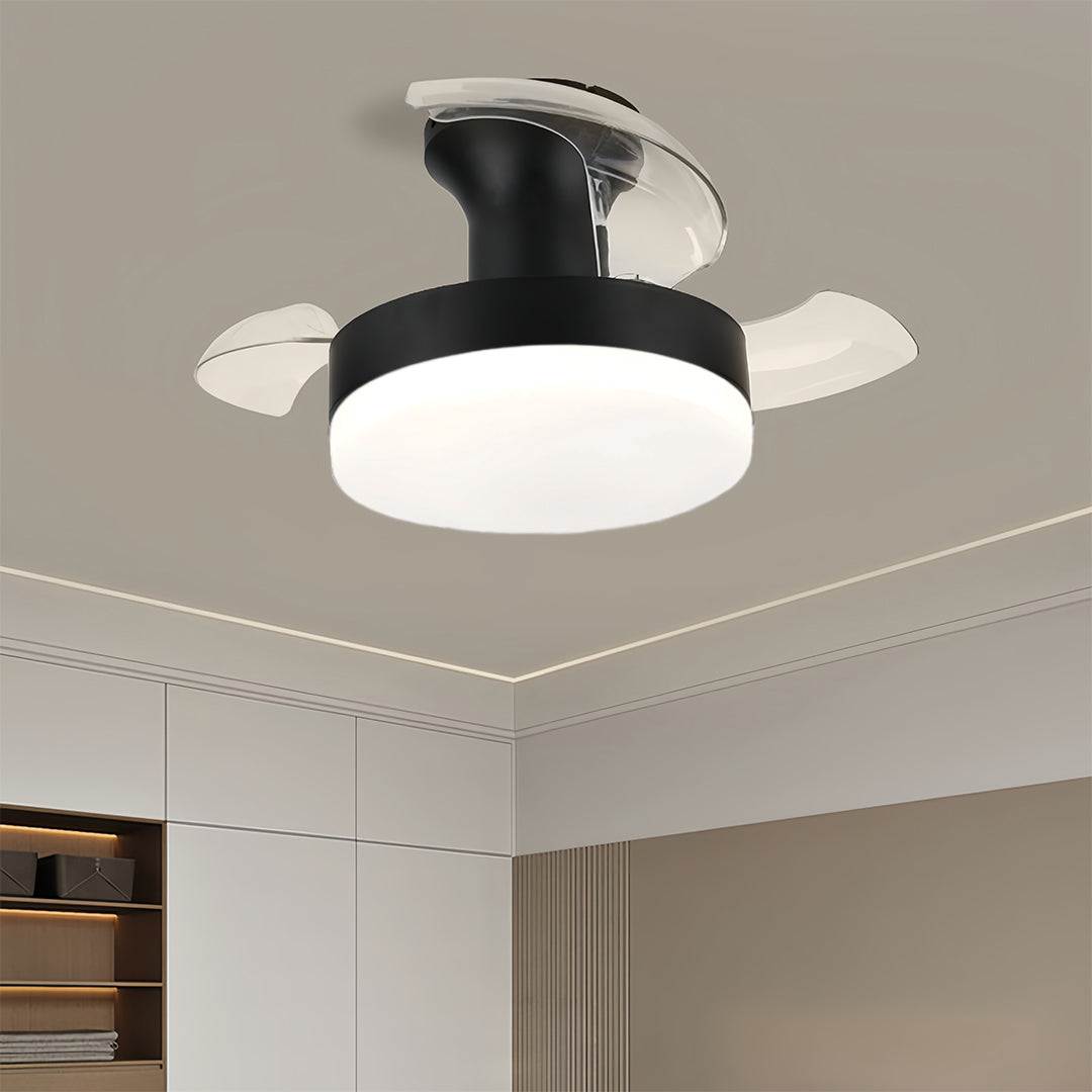Modern White LED Ceiling Fan with Lights and Silent Motor for Living Rooms