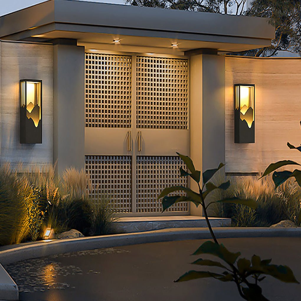 Waterproof Solar Wall Lamp with Mountain Scenery LED Up/Down Light