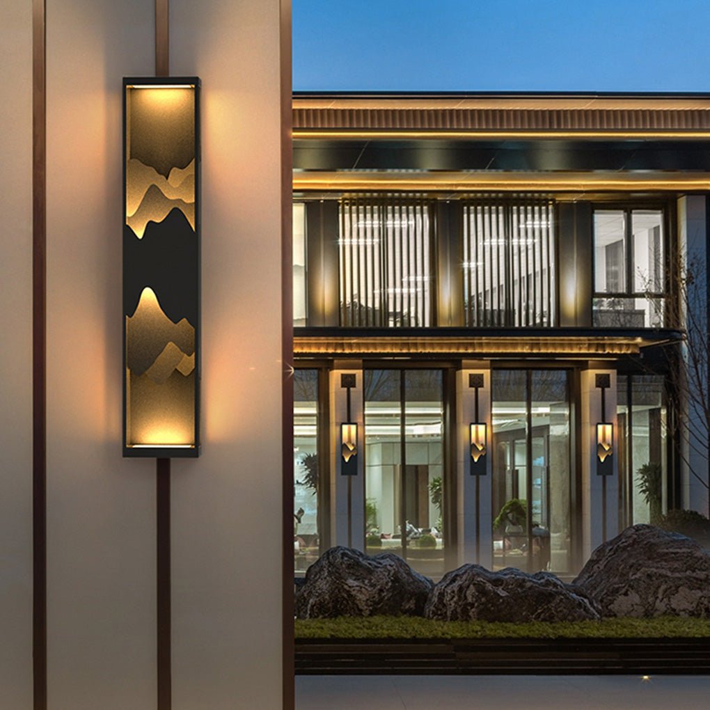 Waterproof Solar Wall Lamp with Mountain Scenery LED Up/Down Light