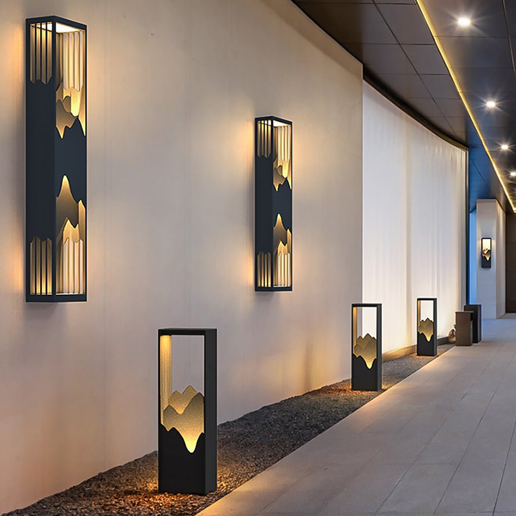 Waterproof Solar Wall Lamp with Mountain Scenery LED Up/Down Light