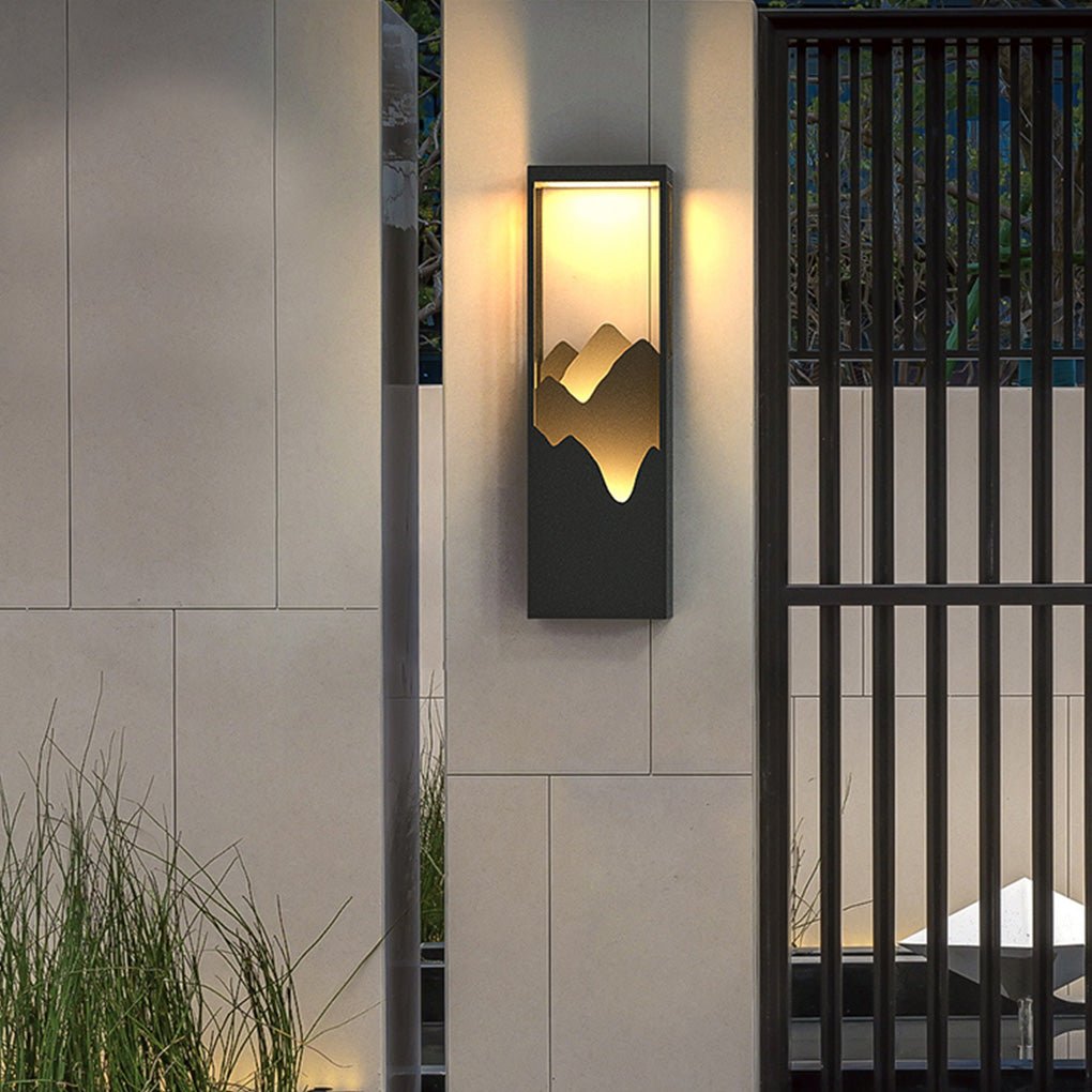 Waterproof Solar Wall Lamp with Mountain Scenery LED Up/Down Light