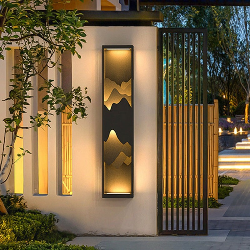 Waterproof Solar Wall Lamp with Mountain Scenery LED Up/Down Light