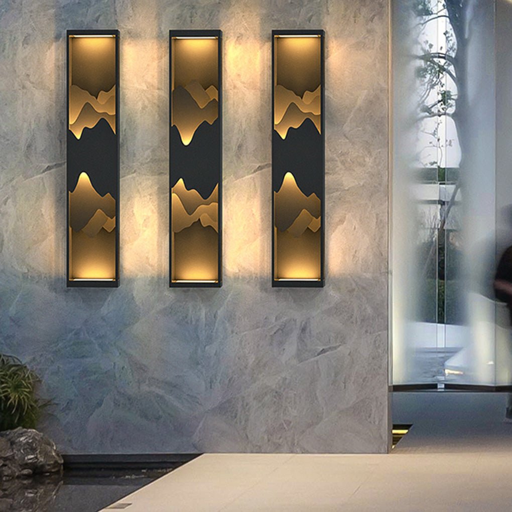 Waterproof Solar Wall Lamp with Mountain Scenery LED Up/Down Light