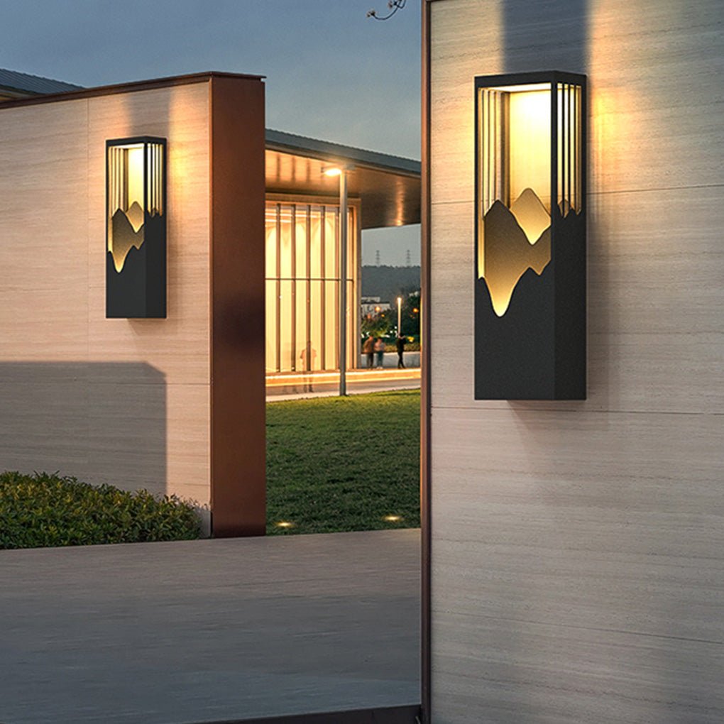 Waterproof Solar Wall Lamp with Mountain Scenery LED Up/Down Light