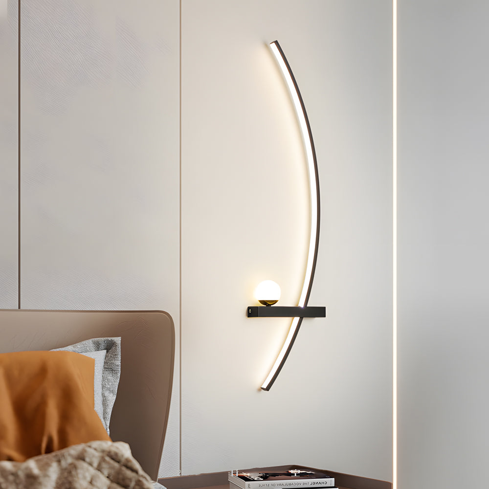 Elegant Silver Curved LED Wall Sconce for Modern Living Room Decor