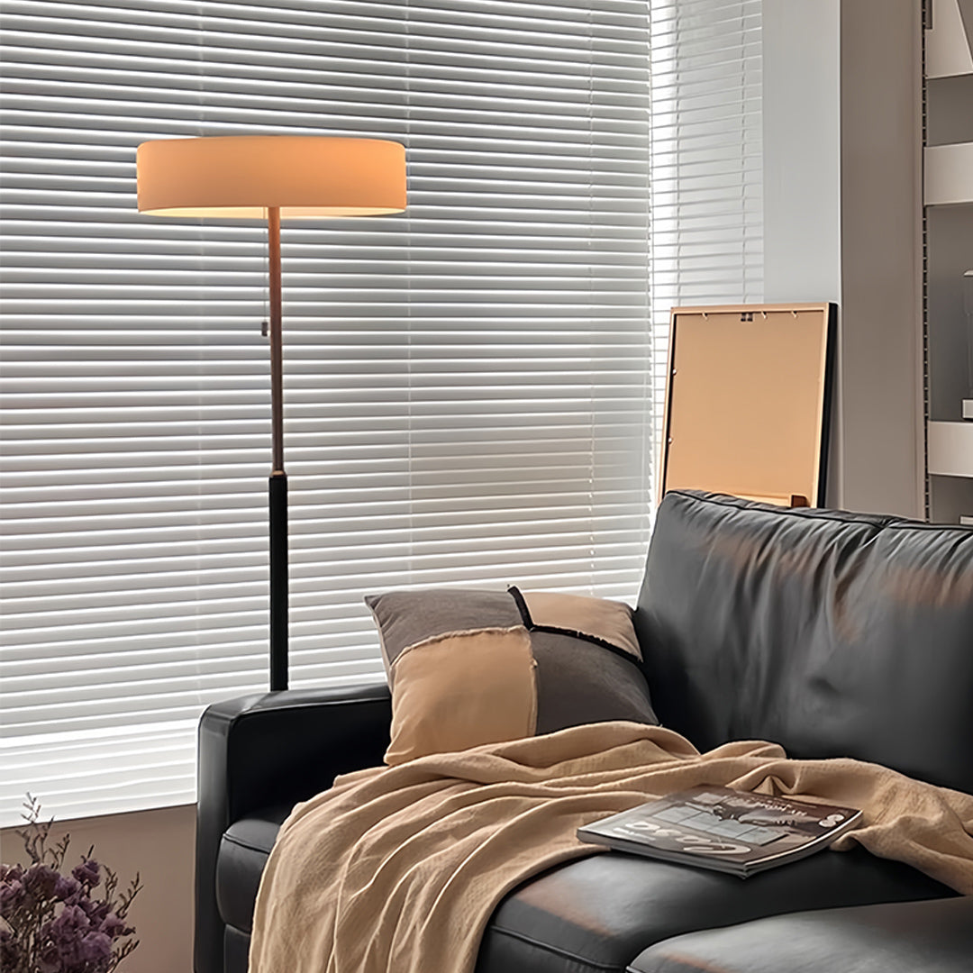 Elegant Tall LED Floor Lamp with Drum Shade for Living Room Decor