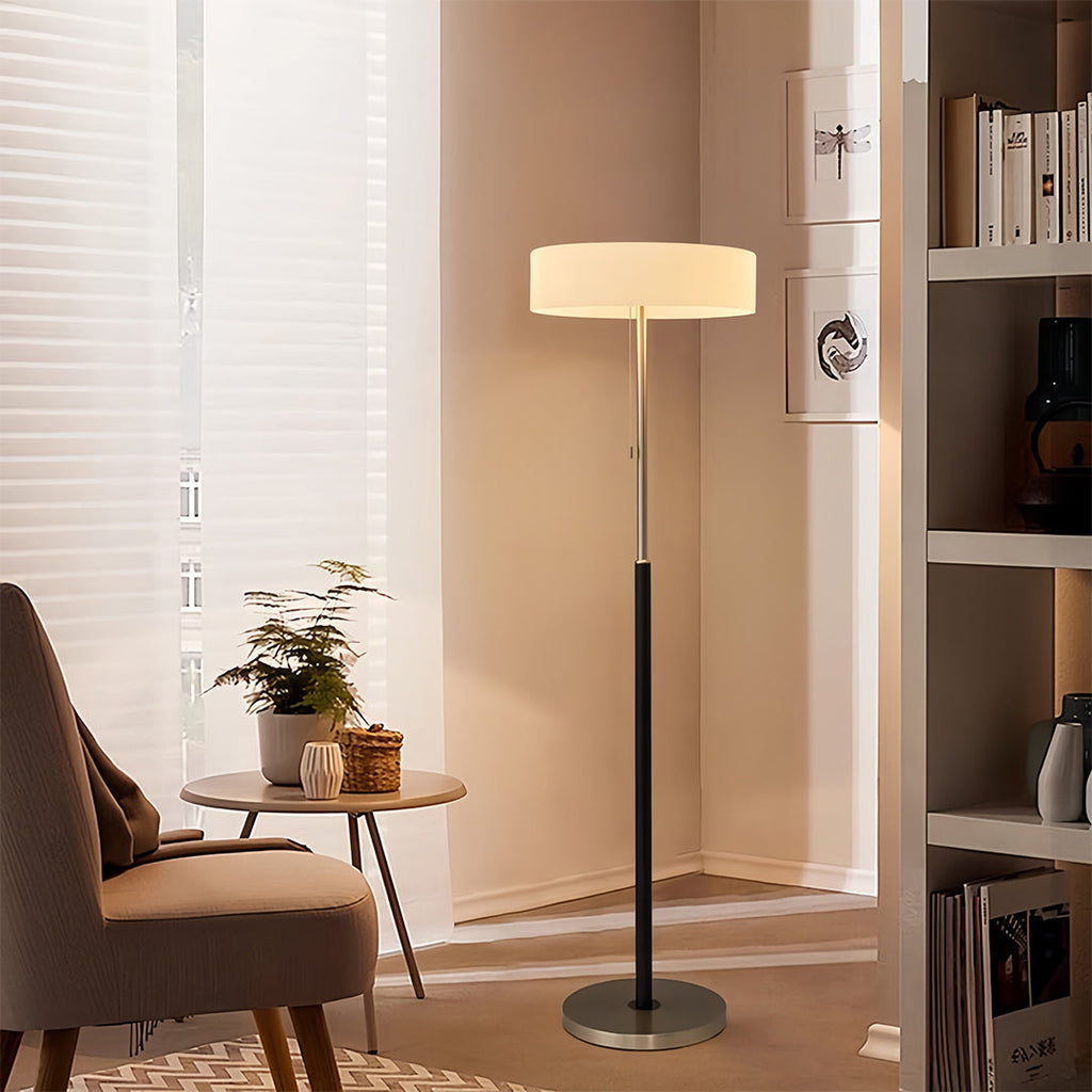 Elegant Tall LED Floor Lamp with Drum Shade for Living Room Decor
