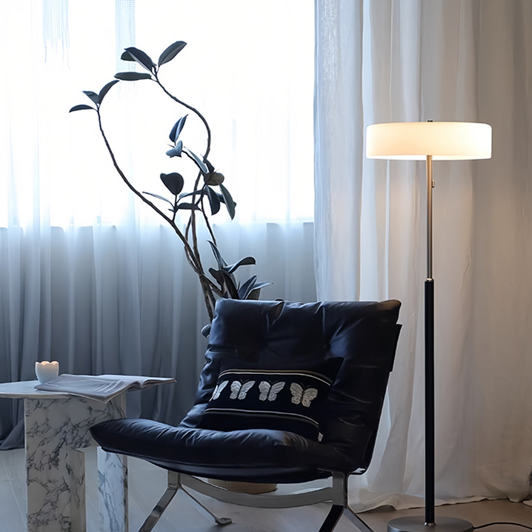 Elegant Tall LED Floor Lamp with Drum Shade for Living Room Decor