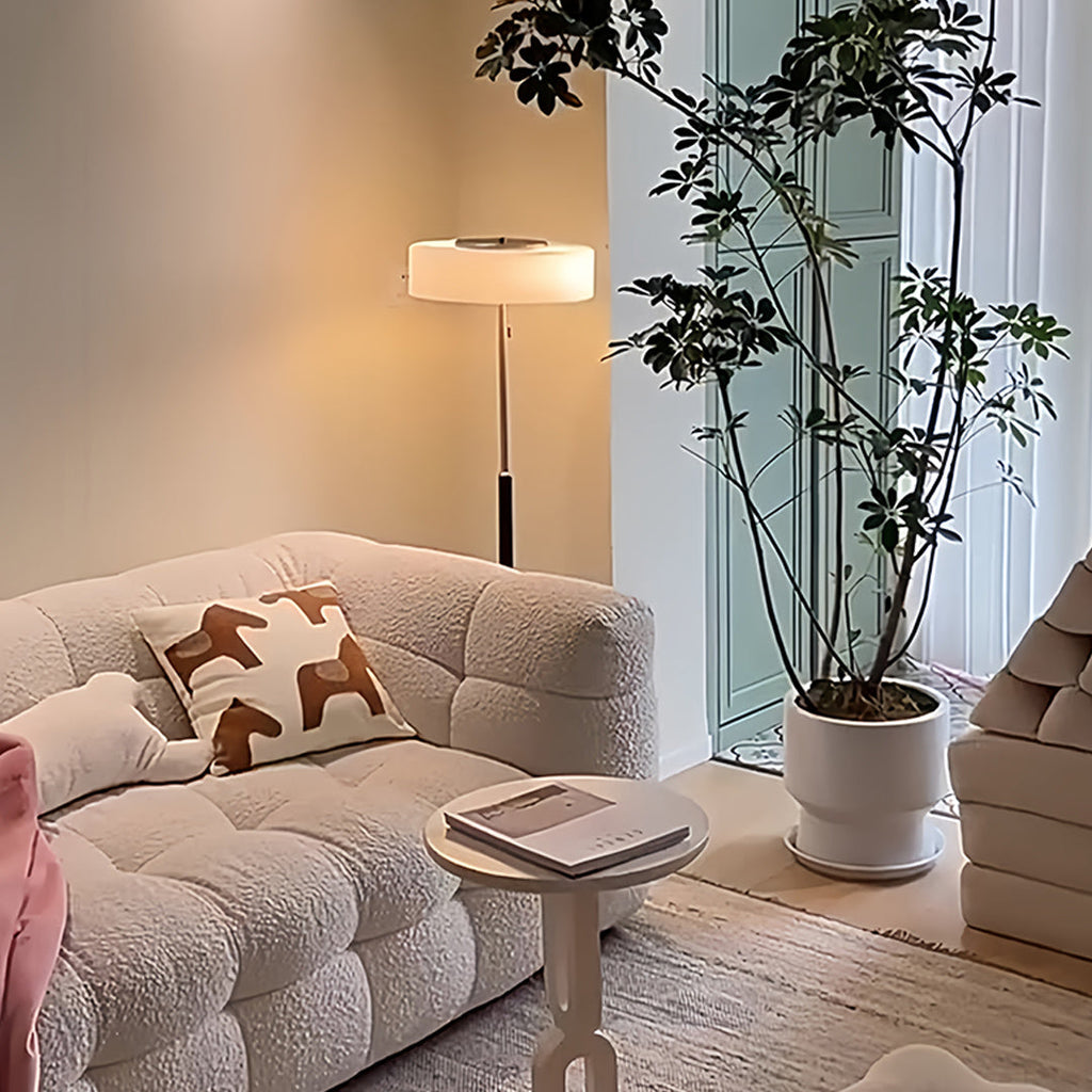 Elegant Tall LED Floor Lamp with Drum Shade for Living Room Decor
