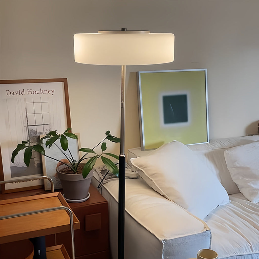 Elegant Tall LED Floor Lamp with Drum Shade for Living Room Decor