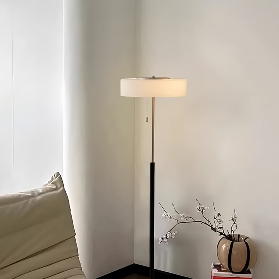 Elegant Tall LED Floor Lamp with Drum Shade for Living Room Decor