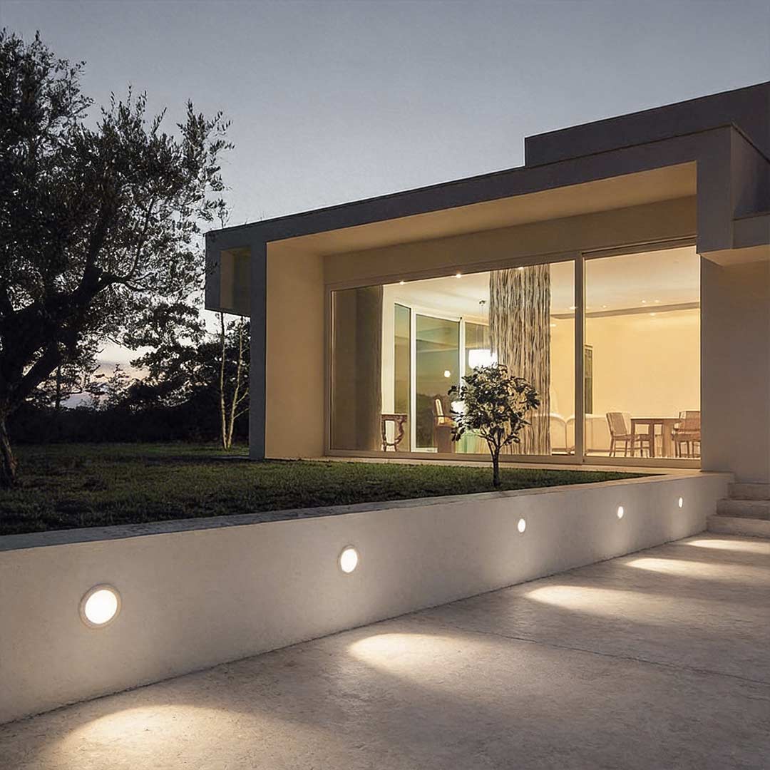 Sleek Outdoor LED Ground Lights - White Stainless Steel Deck Fixtures