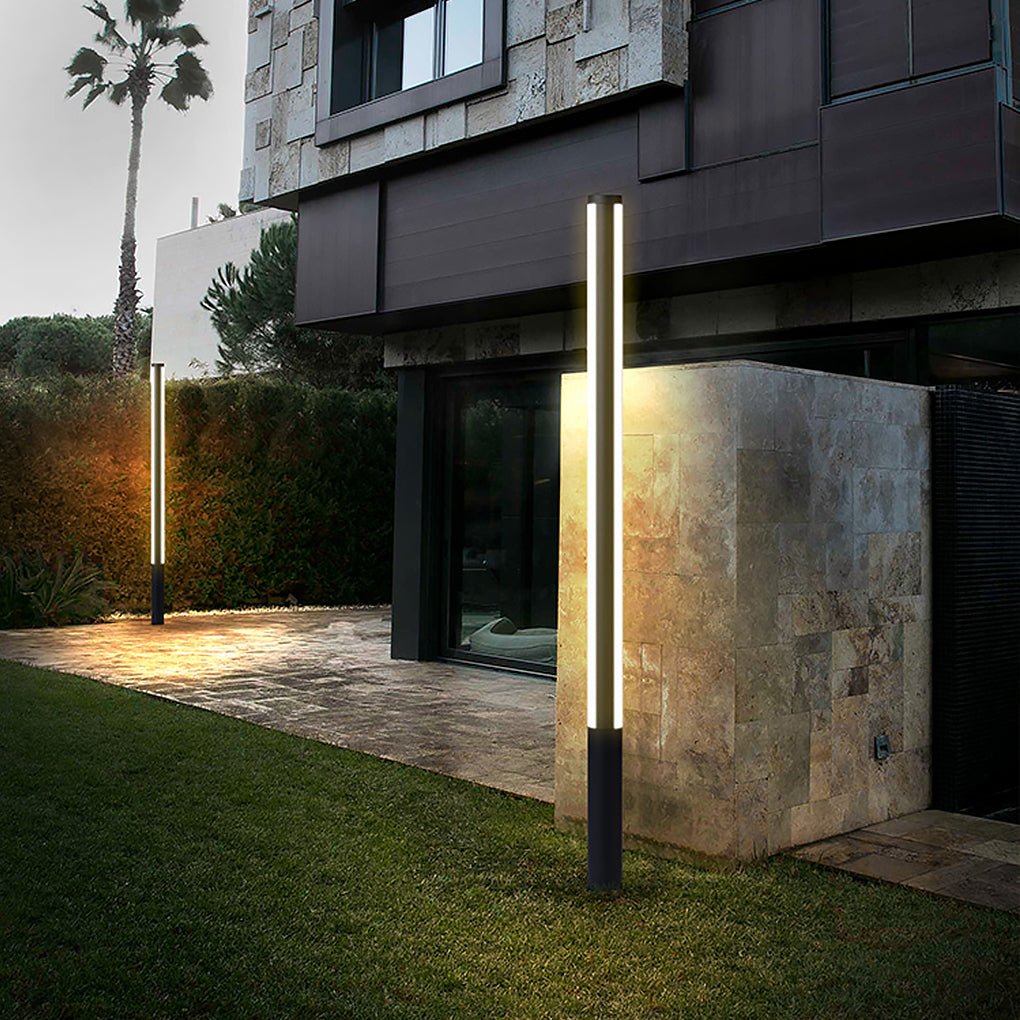 Modern Black Waterproof Landscape Bollard Lamp for Outdoor Gardens