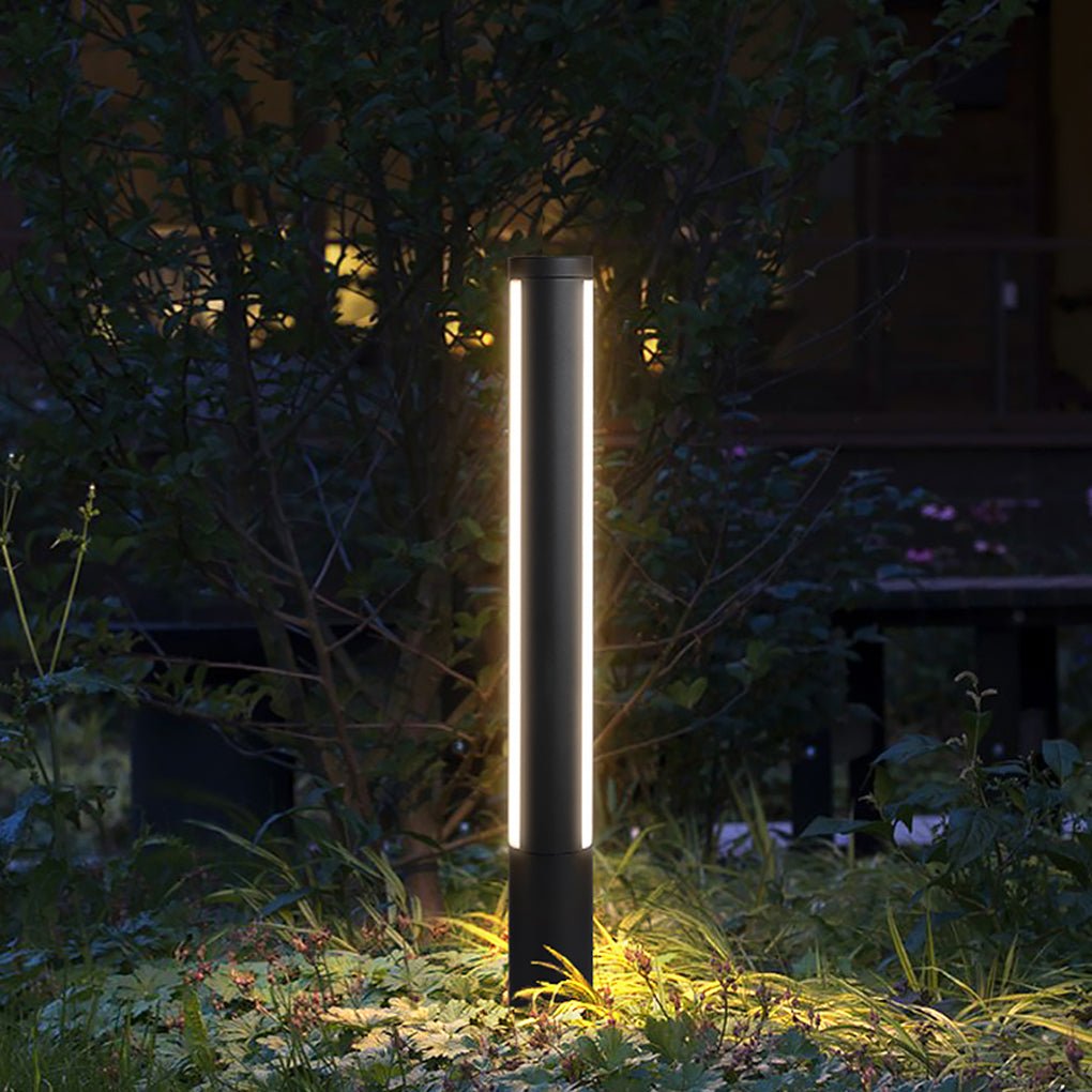 Modern Black Waterproof Landscape Bollard Lamp for Outdoor Gardens