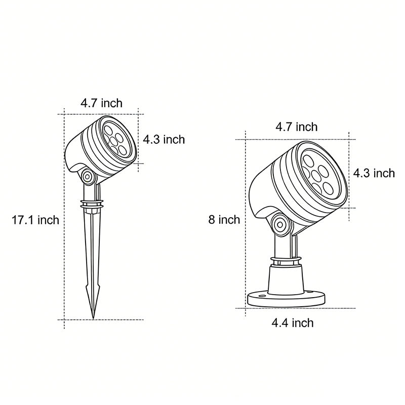 Modern Black All-Aluminum LED Landscape Spot Lights for Outdoor Spaces