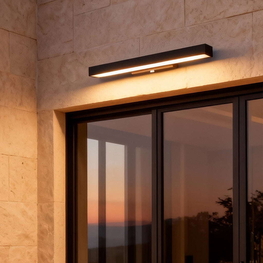 Black Rectangular LED Linear Wall Light for Outdoor Contemporary Spaces