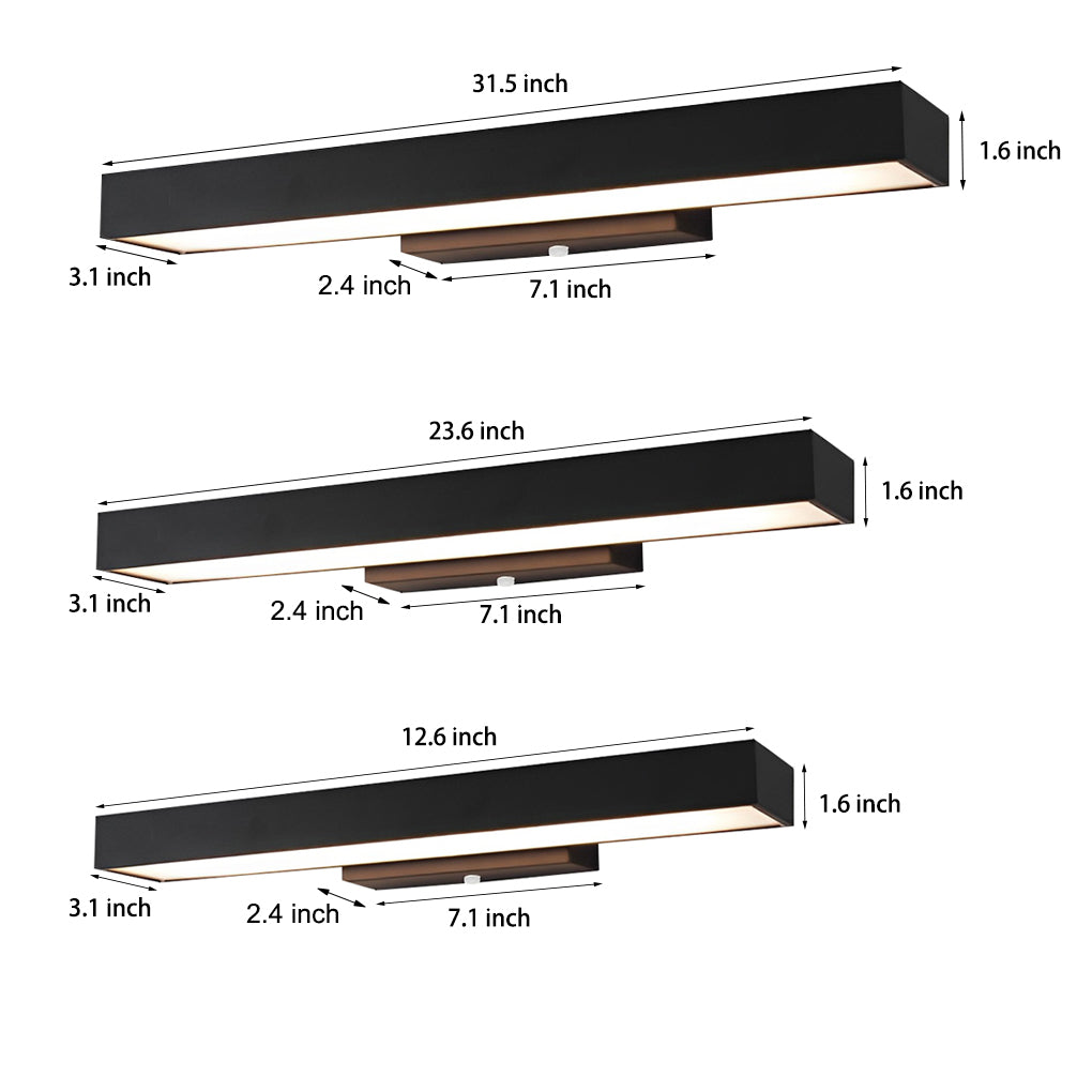 Black Rectangular LED Linear Wall Light for Outdoor Contemporary Spaces