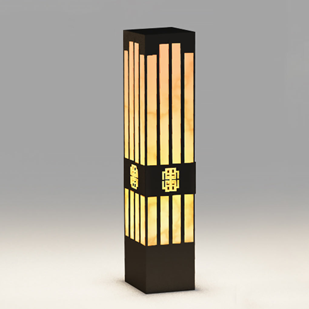 Elegant Striped-Cut LED Marble Bollard Light for Outdoor Pathways