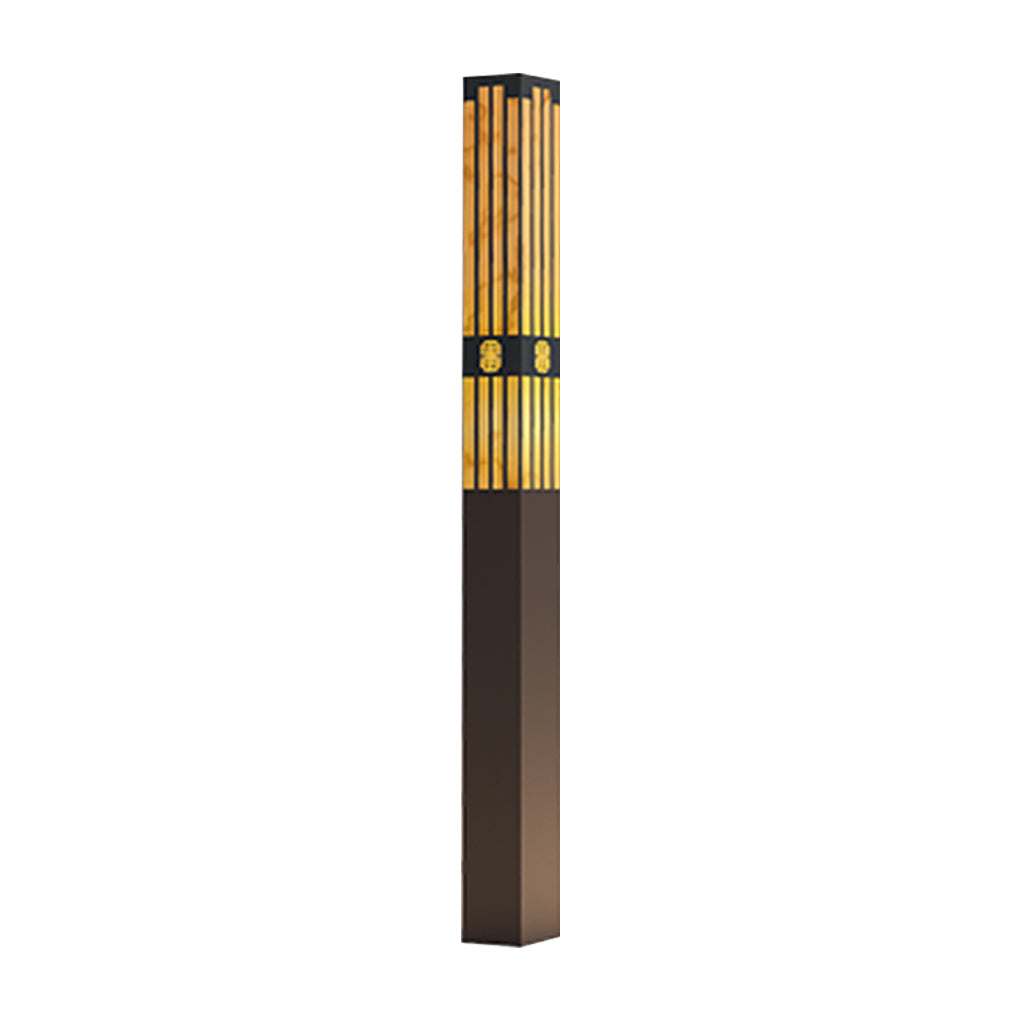 Elegant Striped-Cut LED Marble Bollard Light for Outdoor Pathways
