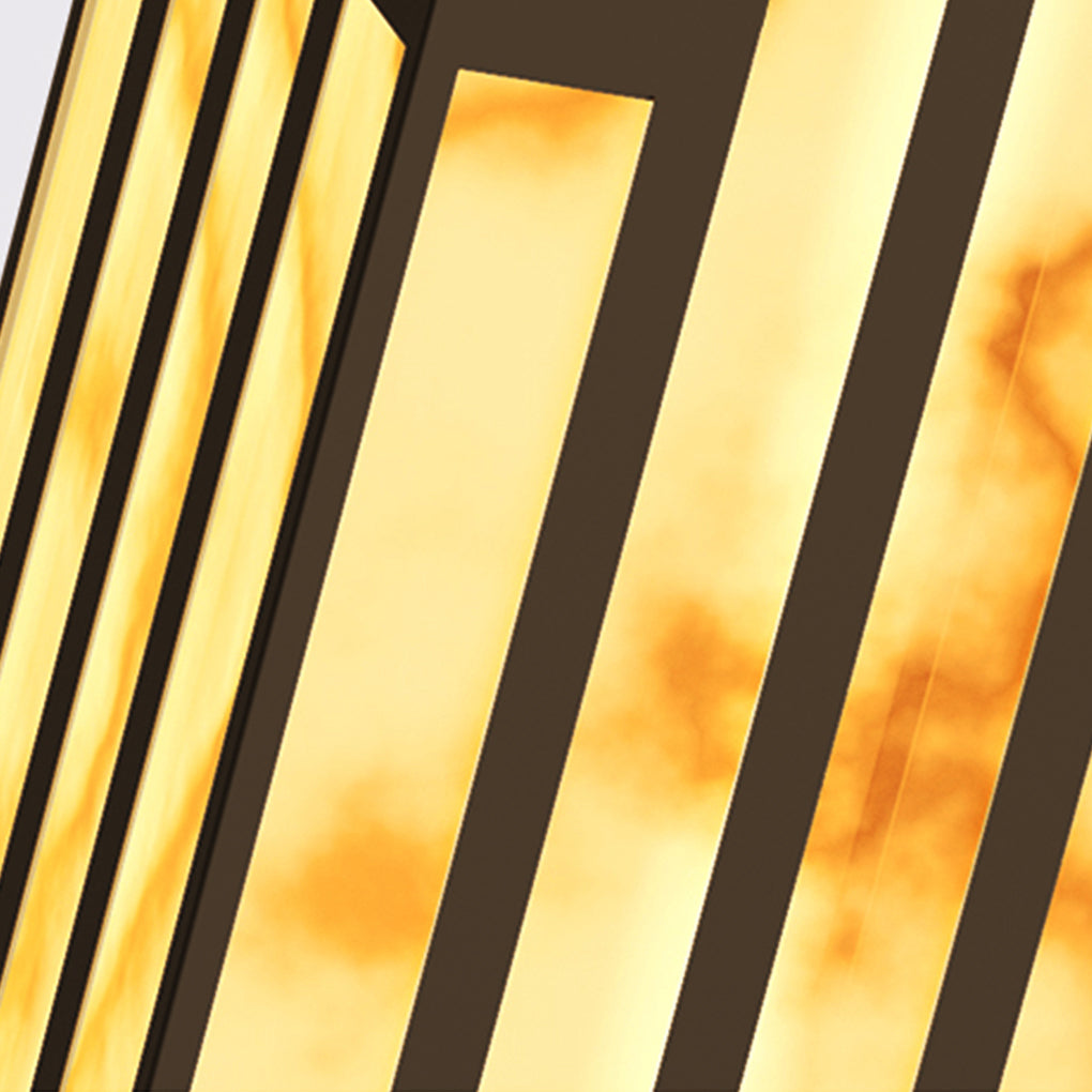 Elegant Striped-Cut LED Marble Bollard Light for Outdoor Pathways