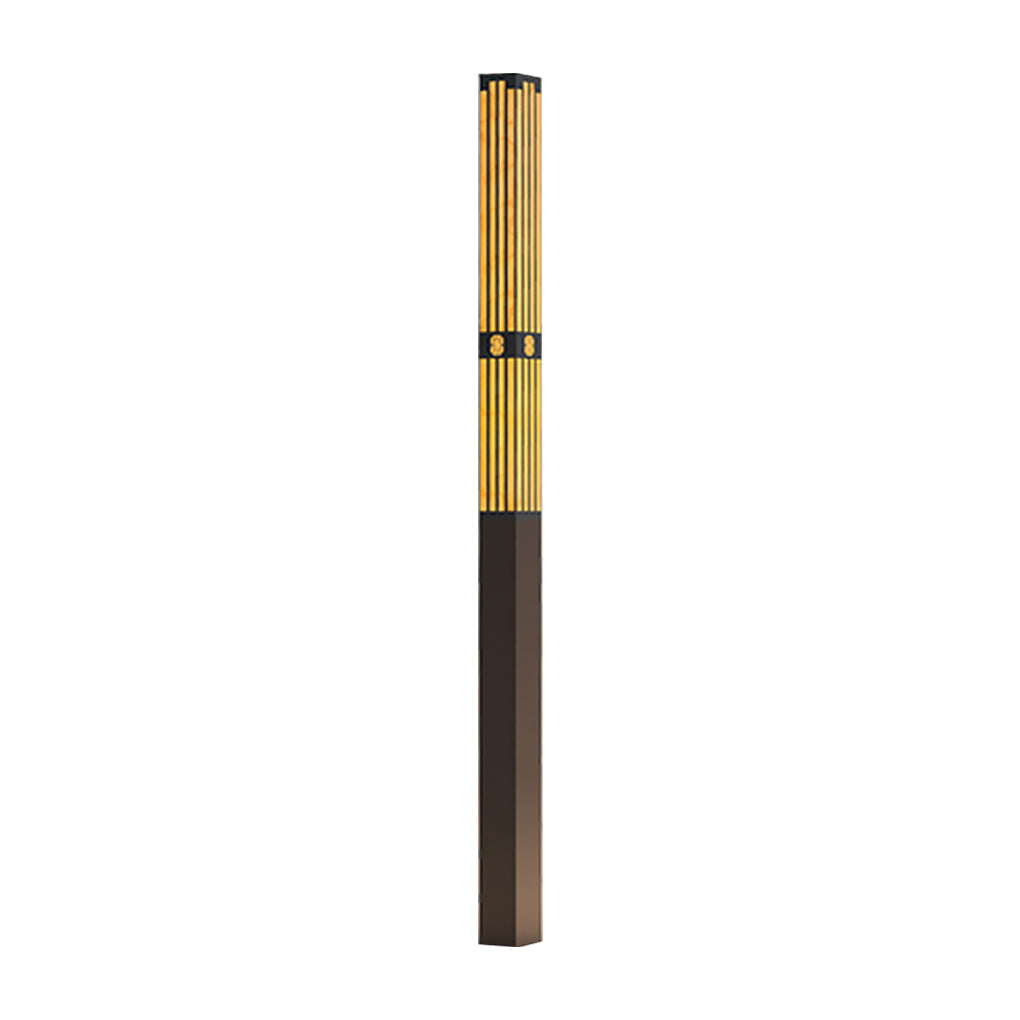 Elegant Striped-Cut LED Marble Bollard Light for Outdoor Pathways