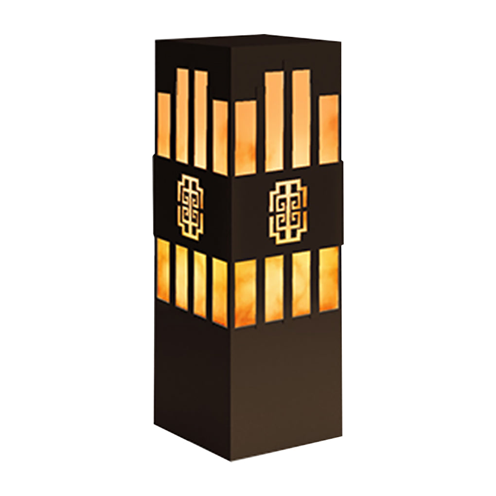 Elegant Striped-Cut LED Marble Bollard Light for Outdoor Pathways