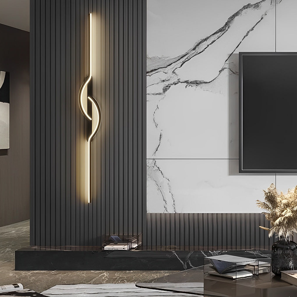 Contemporary Black Aluminum Linear Wall Sconce for Hallway or Living Room