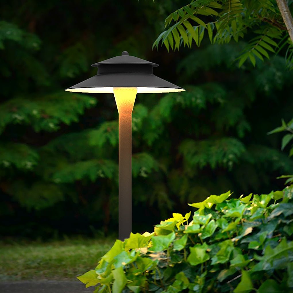 Contemporary Black Aluminum LED Pathway Light for Outdoor Lawn Illumination