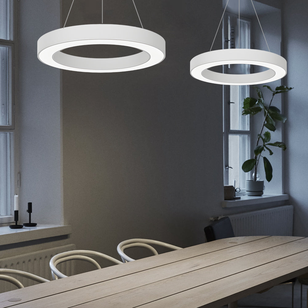 Modern White Acrylic LED Pendant Ring Light for Kitchen or Living Room